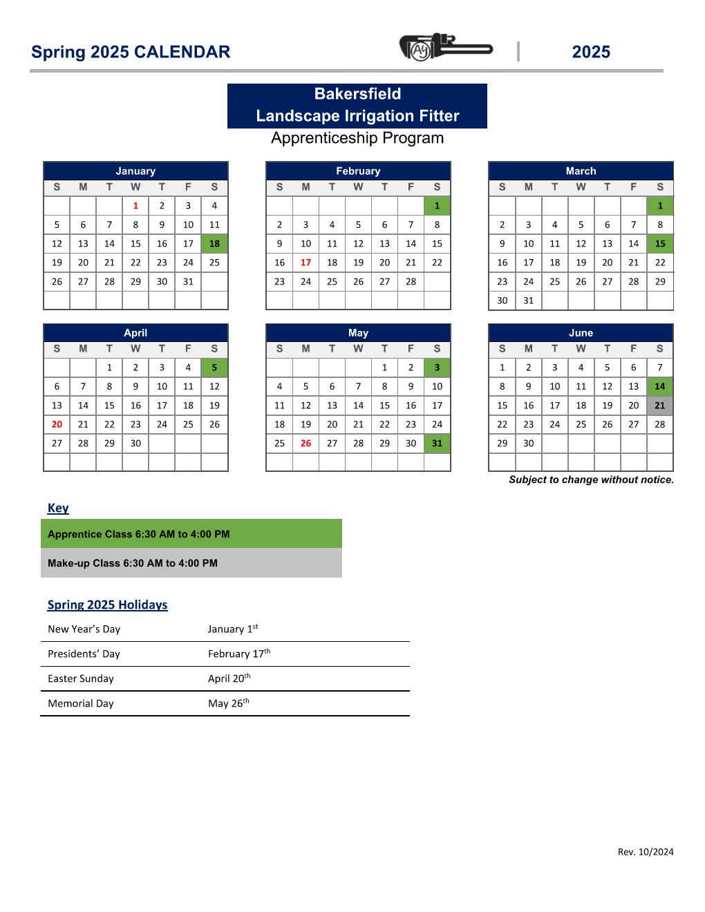 Bakersfield Spring 2025 Landscape Fitter Calendar