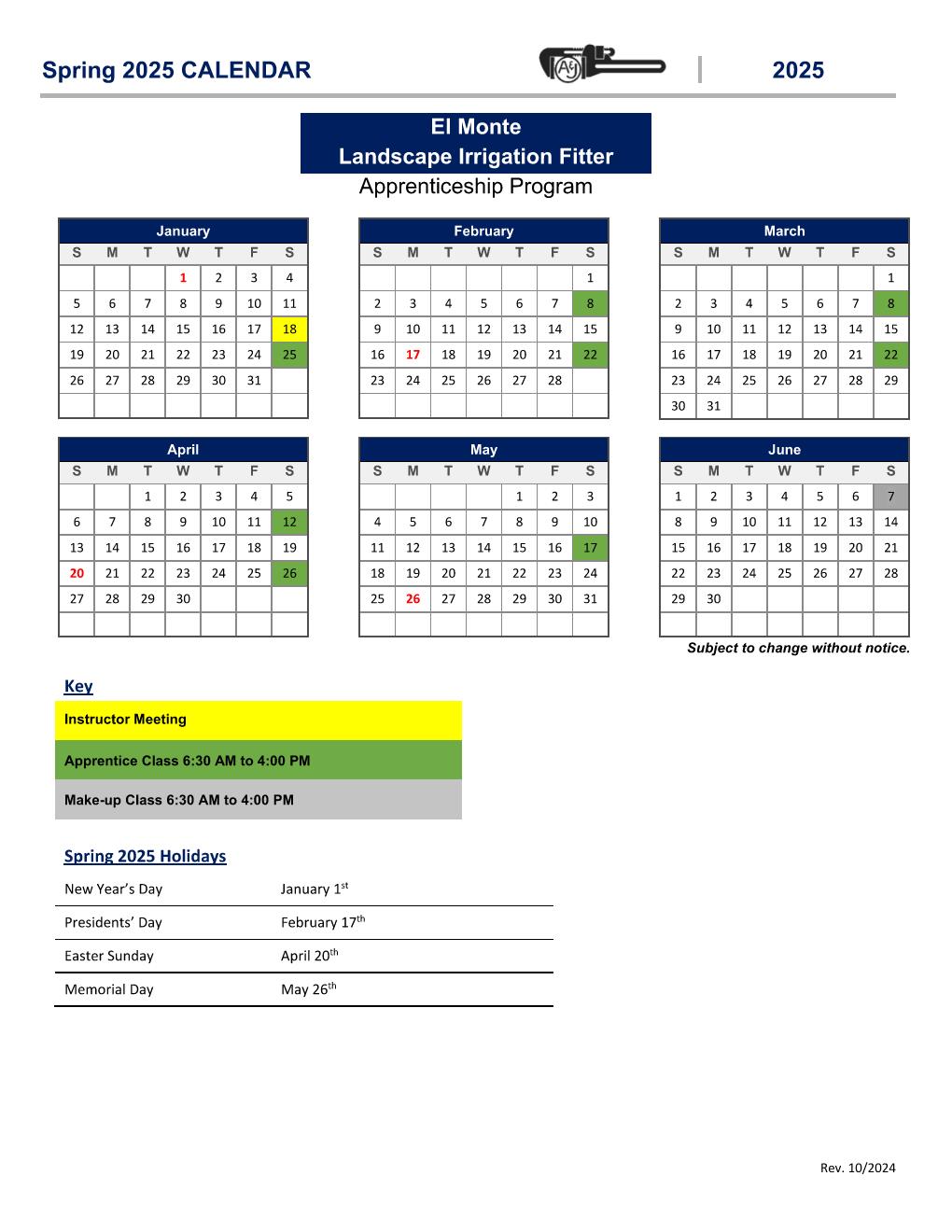 El Monte Spring 2025 Landscape Fitter Calendar